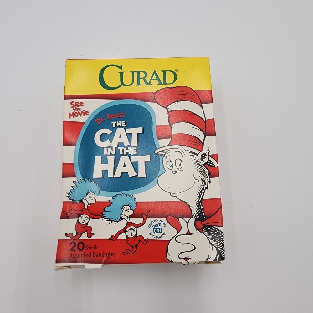 Curad Dr‎ Seuss Band Aids 20 Sterile Assorted The Cat In The Hat 2003 New Rare